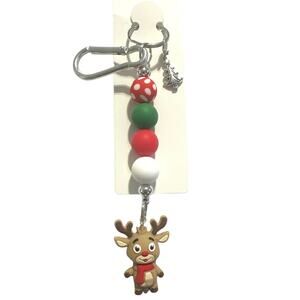 Christmas keychain or bag charm w/Rudolph & a Christmas tree charm. Brand New